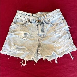 American Eagle Outfitters Light Blue Distressed Jean Shorts